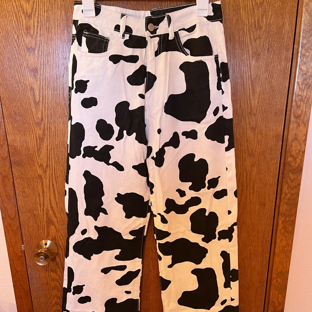 Amazon, cow print pants size M